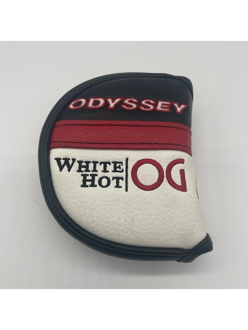 Odyssey White Hot OG Mallet Putter Headcover Black, Red, White Magnetic Closure